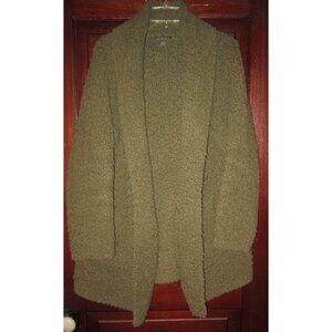 Barefoot Dreams L Boucle Cardigan Sweater Coat Thick Heavy Pockets Green Shawl